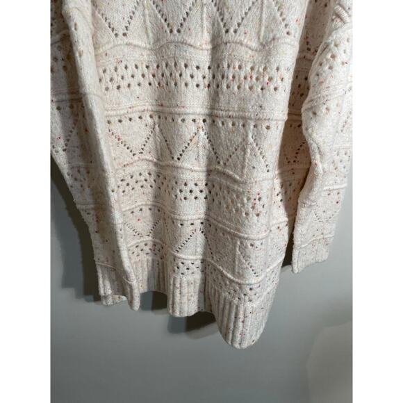 Sundance Minnie V Neck Confetti Open Knit Sweater in Ivory - Picture 9 of 11